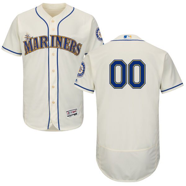 Men Seattle Mariners Majestic Alternate Cream Flex Base Authentic Collection Custom MLB Jersey